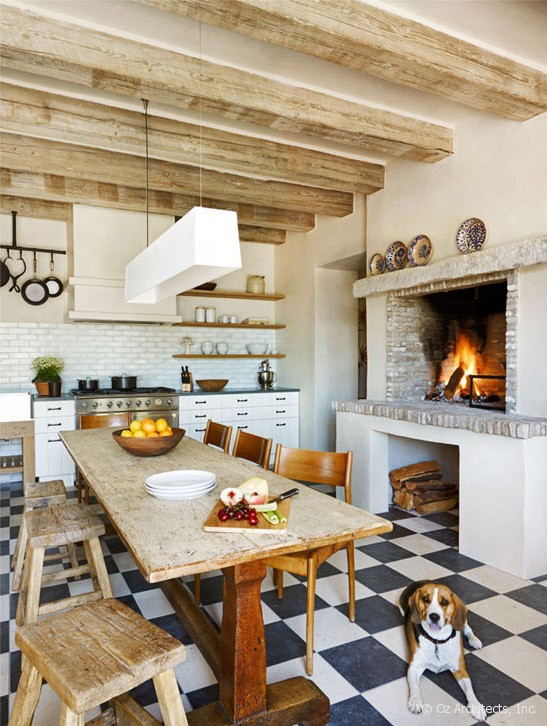 8 Cozy Kitchen Fireplaces via The District Table