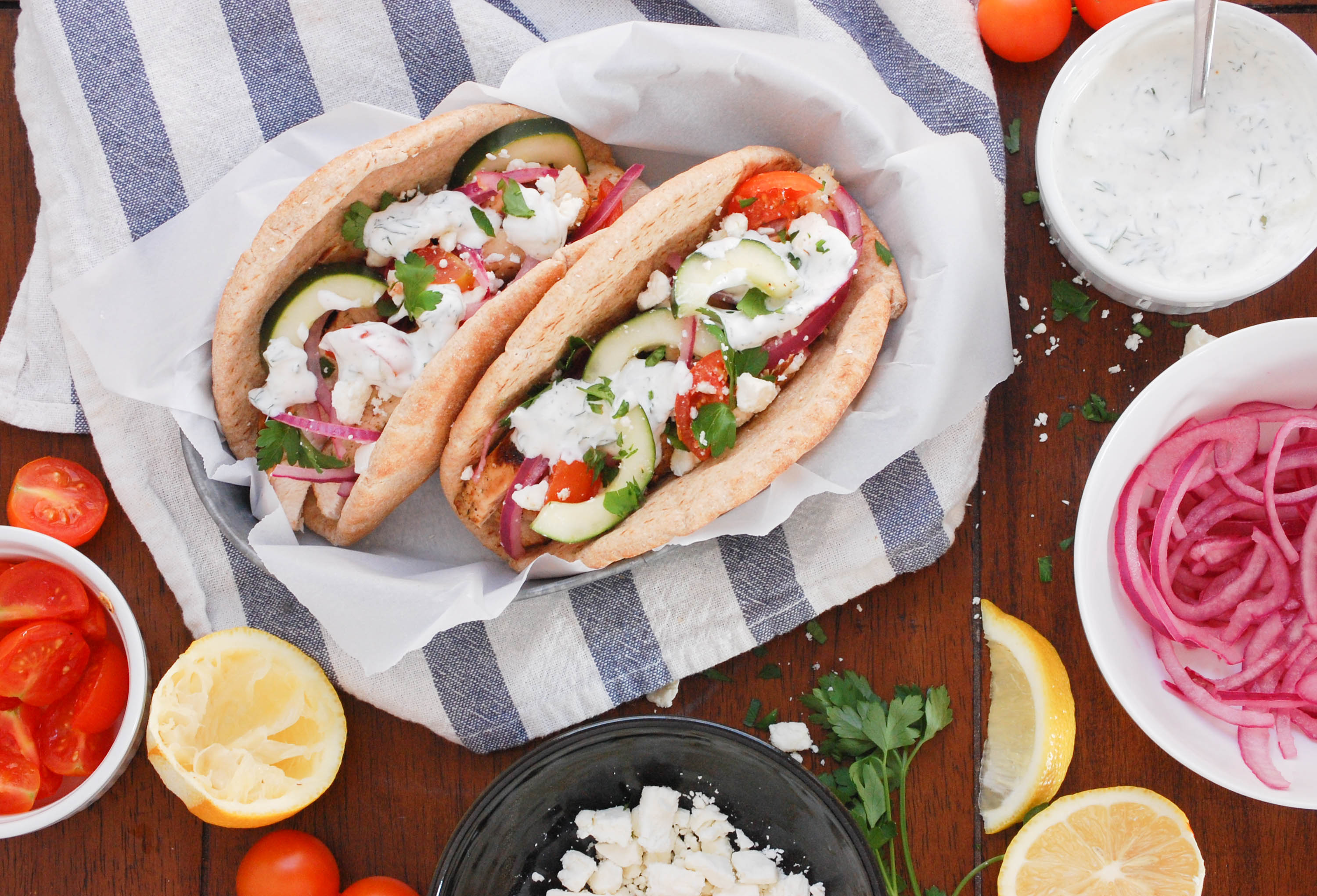 Greek Chicken Pitas by The District Table