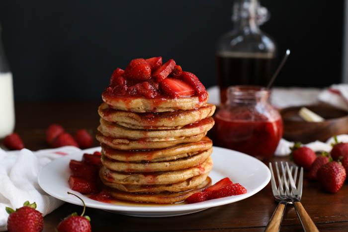 Pancakes with Strawberry Syrup