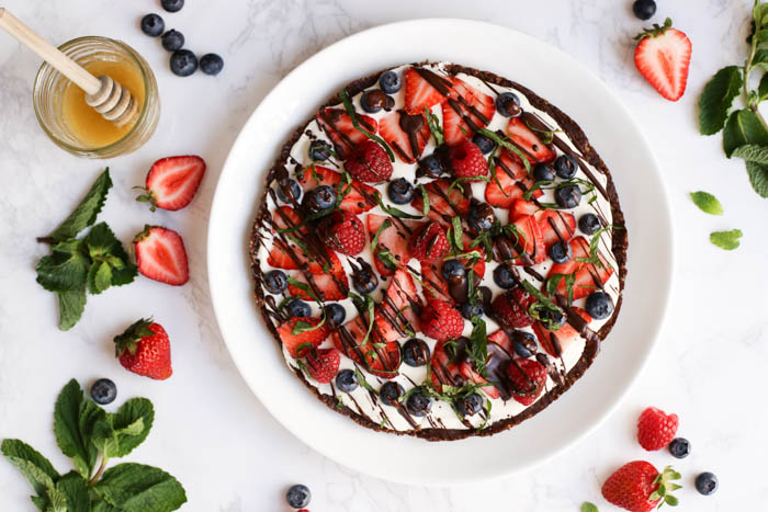 Healthy Chocolate Fruit Pizza